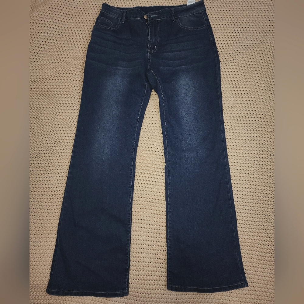 Shein, midrise, flare jeans, blue